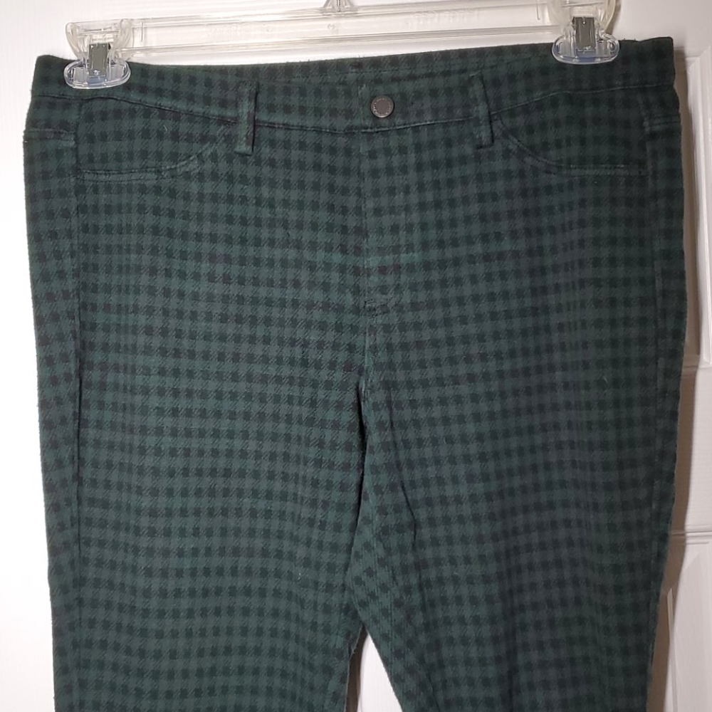 Uniqlo dark green checker print leggings xl